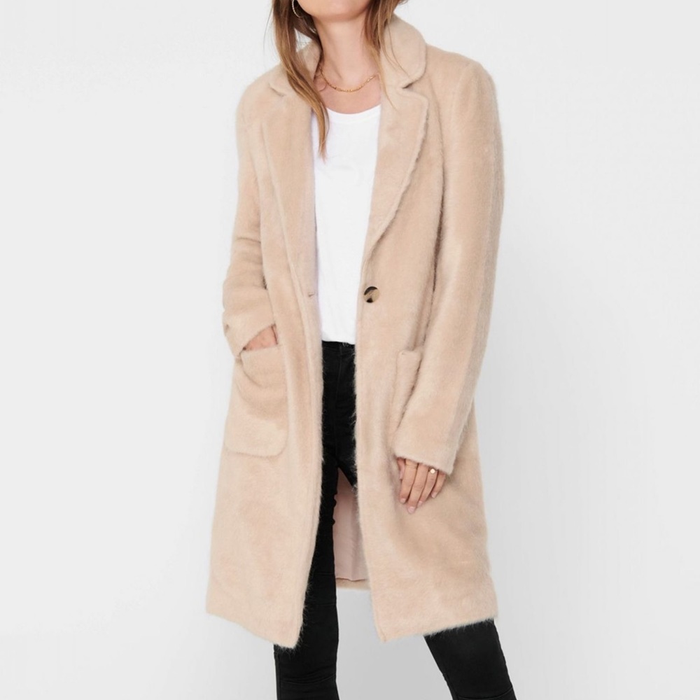 ONLY Beige Furry Brushed Claire Coat Jacket